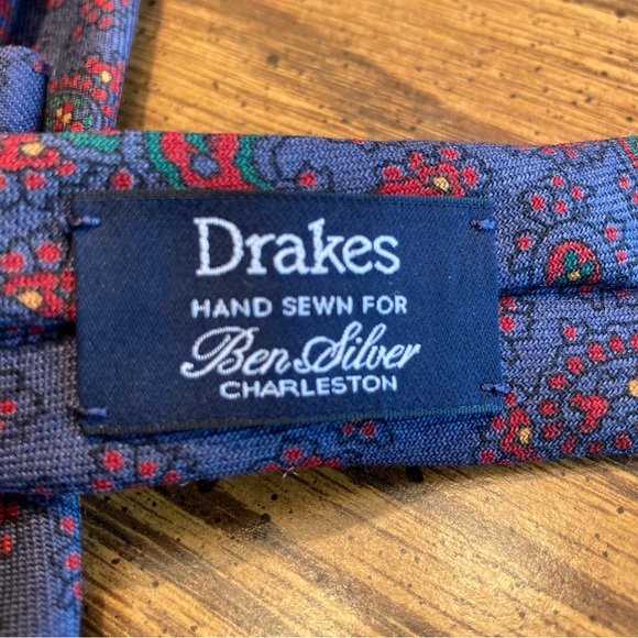 Drakes Made In London Paisley Print Wool Necktie - Picture 4 of 7